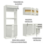 Cocina Compacta Smart 100% MDF Puertas Brillante XP 190 cm 9 Puertas 2 Cajones (Con Mesada) Blanco Madesa