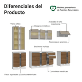 Combo de Cocina 240 cm Smart 100% MDF Blanco/Marrón/Crema 01
