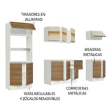Combo Completo de Cocina 100% MDF 250 cm Blanco/Marrón/Crema Smart Madesa 01