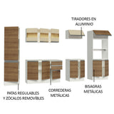 Combo Completo de Cocina 100% MDF 300 cm Blanco/Marrón/Crema Smart Madesa 01