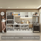 Combo Completo de Cocina 310 cm 13 Puertas 2 Cajones 100% MDF con Mueble para Horno y Microondas Blanco Smart Madesa
