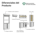 Combo completo de Cocina Smart 100% MDF 310 cm 14 Puertas 2 Cajones (Con Mesada) Blanco Madesa