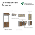 Combo completo de Cocina Smart 100% MDF 310 cm 14 Puertas 3 Cajones (Con Mesada) Blanco/Marrón/Crema Madesa