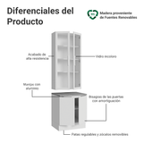 Kit Bajo Mesada + Cristalero 70cm Blanco Stella Madesa 02