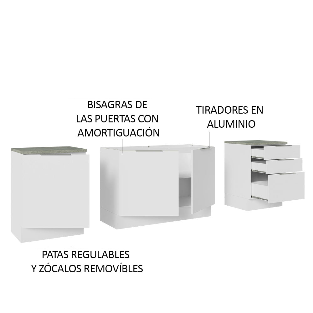 Cocina Compacta 240 cm Blanco Stella Madesa 01