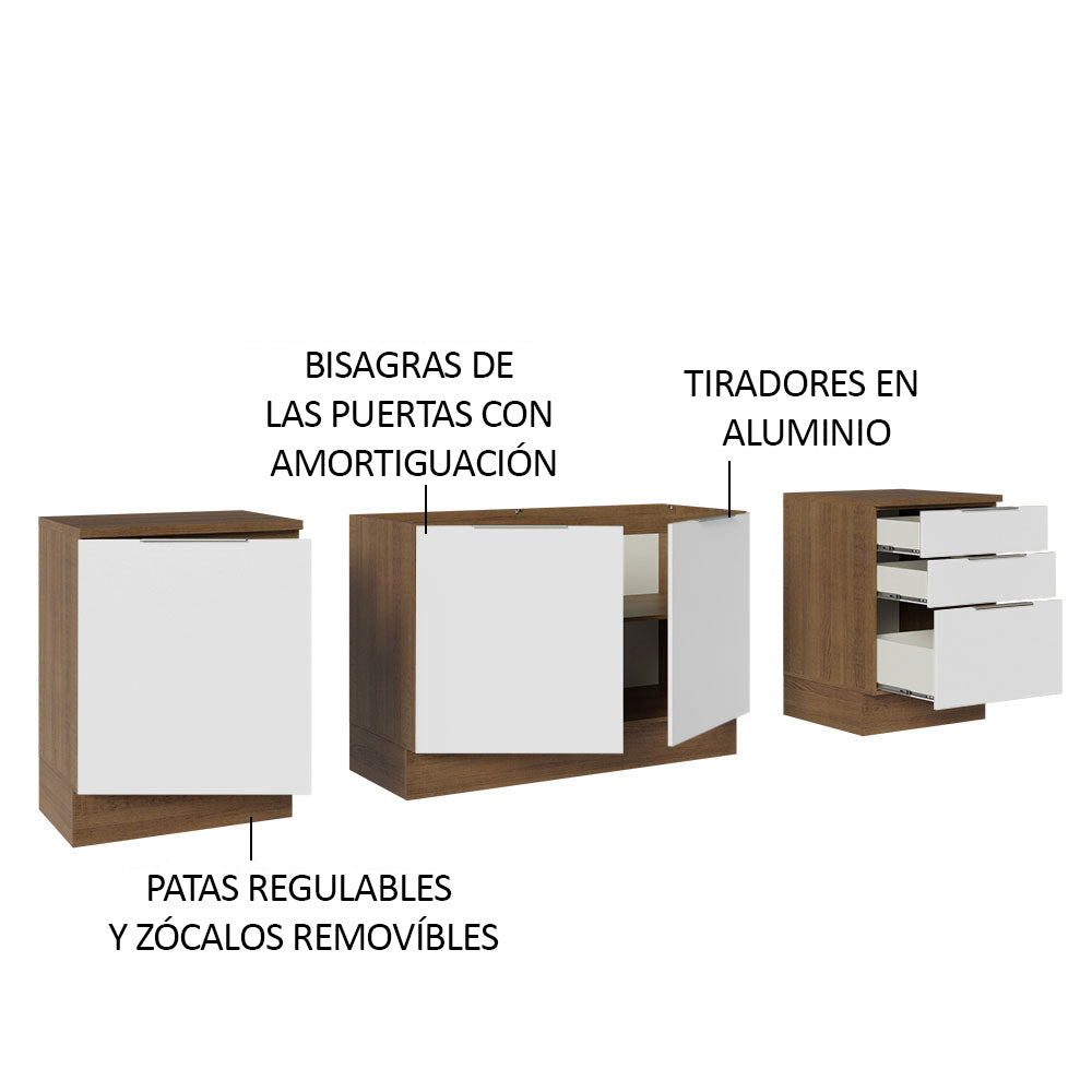 Cocina Compacta 240 cm Marrón/Blanco Stella Madesa 01