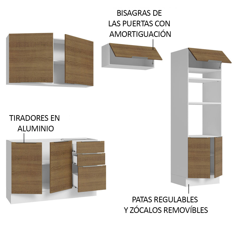 Combo Completo de Cocina 270 cm Blanco/Marrón Stella Madesa 05