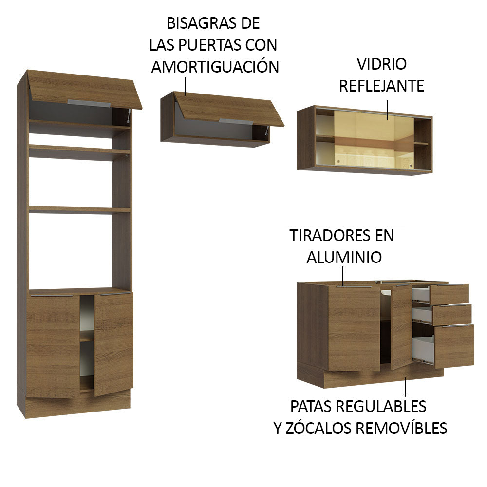 Combo Completo de Cocina 270 cm Marrón Stella Madesa 06