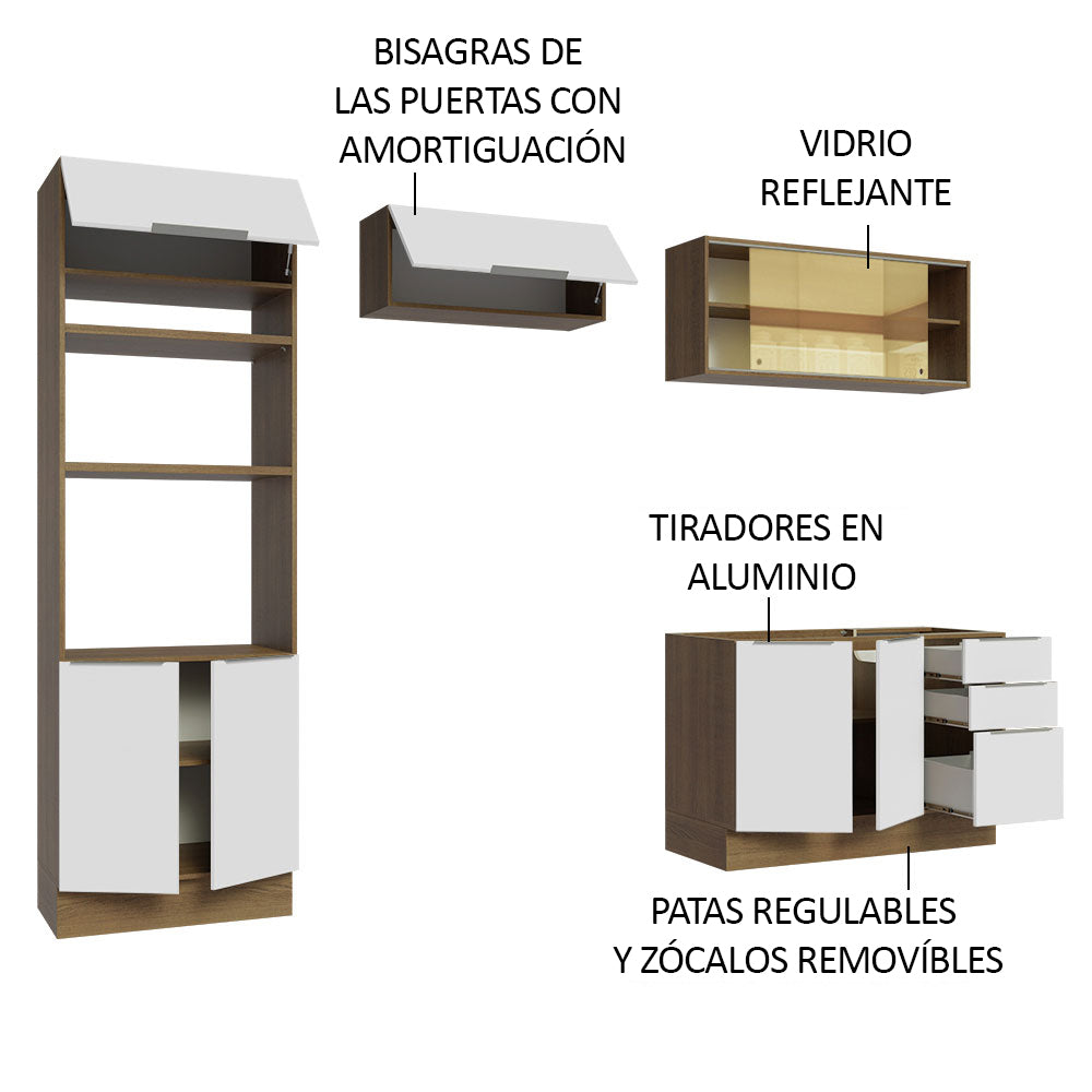 Combo Completo de Cocina 270 cm Marrón/Blanco Stella Madesa 06