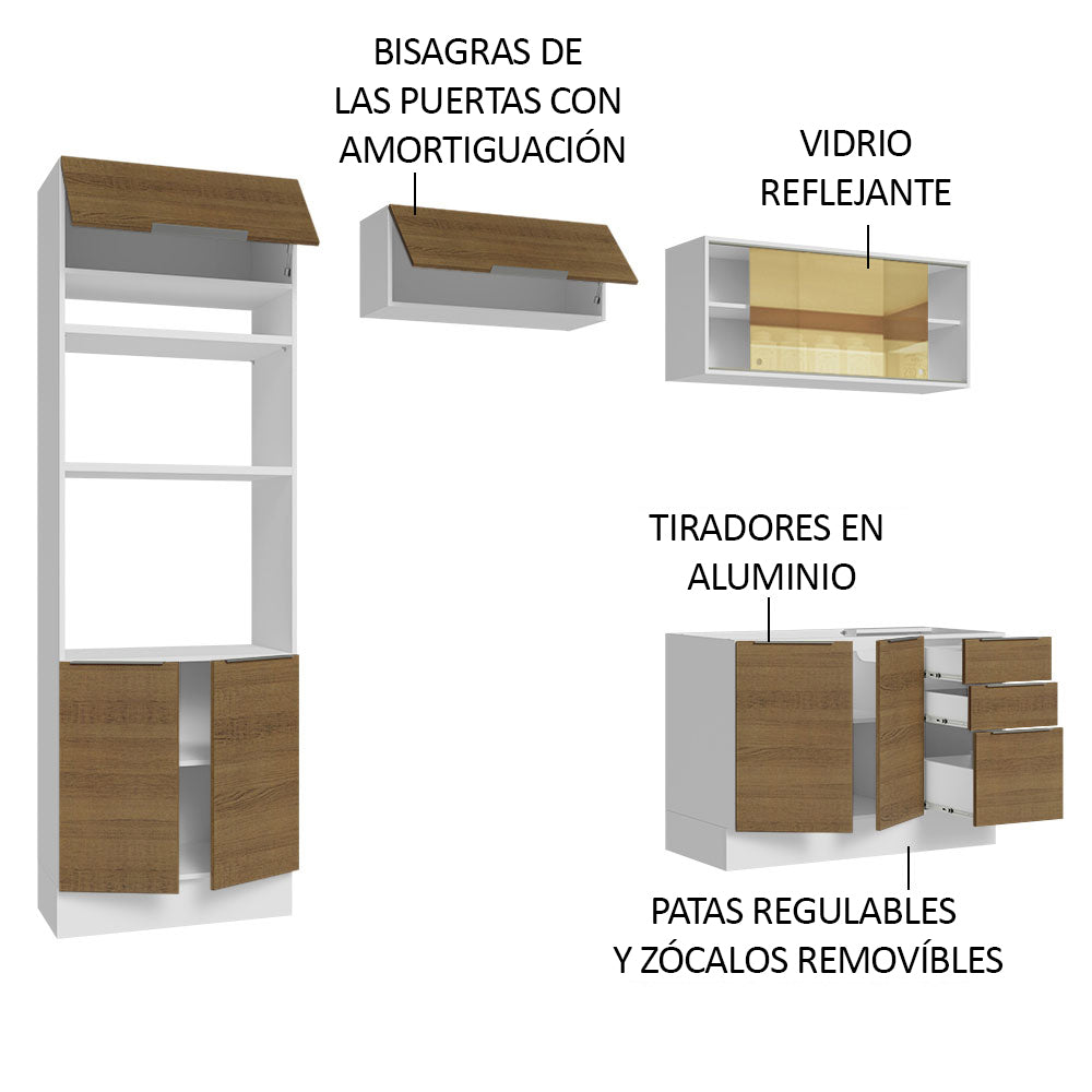 Combo completo de Cocina 270cm Blanco/Marrón Stella Madesa 06