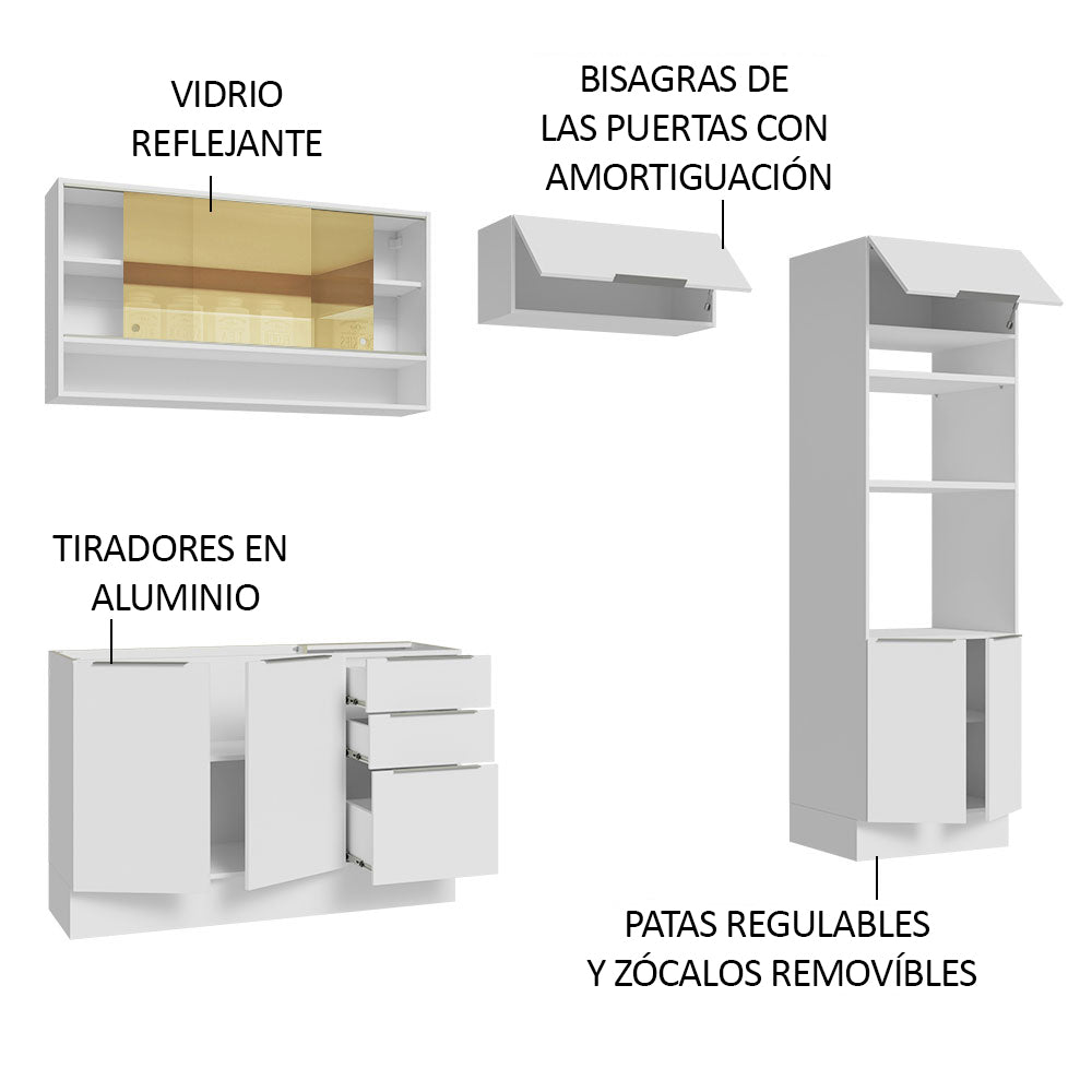 Combo Completo de Cocina 270 cm Blanco Stella Madesa 07