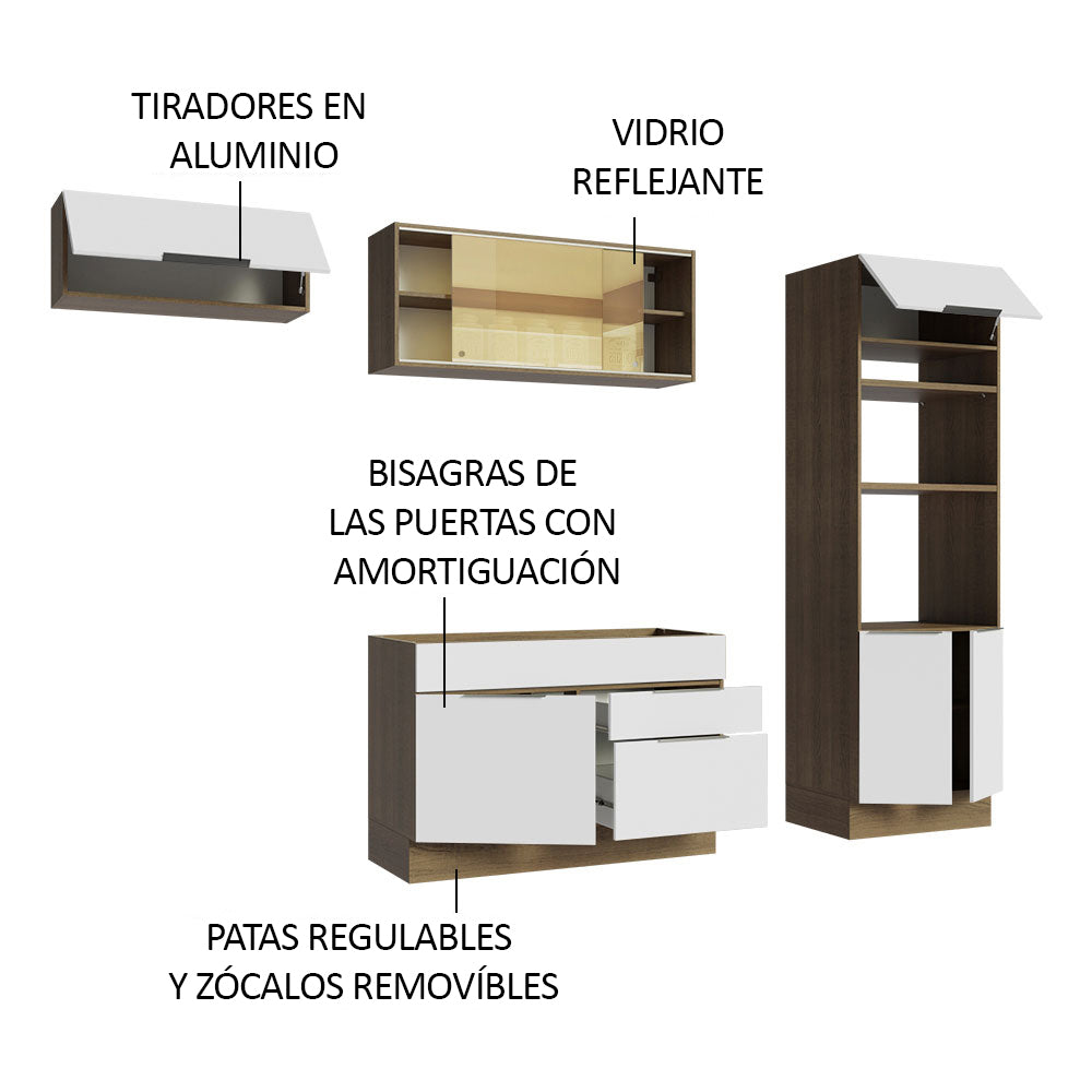 Combo Completo de Cocina 270 cm Marrón/Blanco Stella Madesa 08