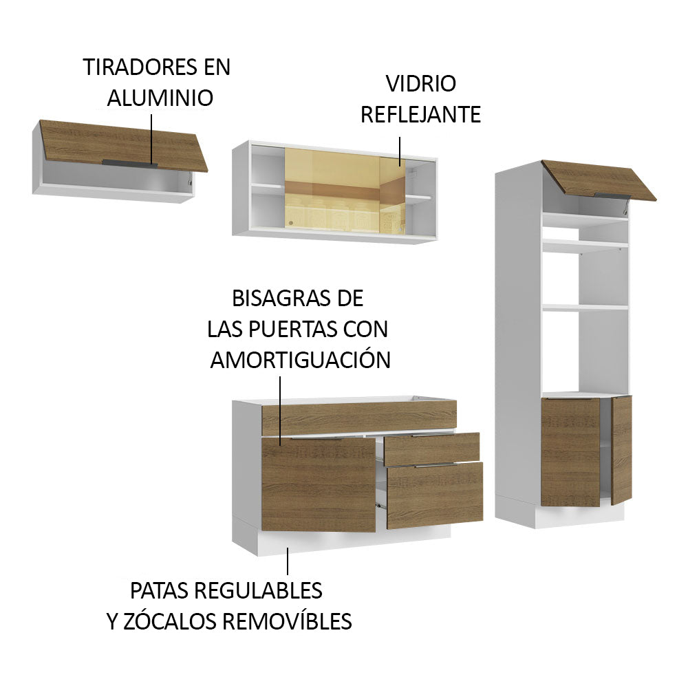 Combo Completo de Cocina 270 cm Blanco/Marrón Stella Madesa 08