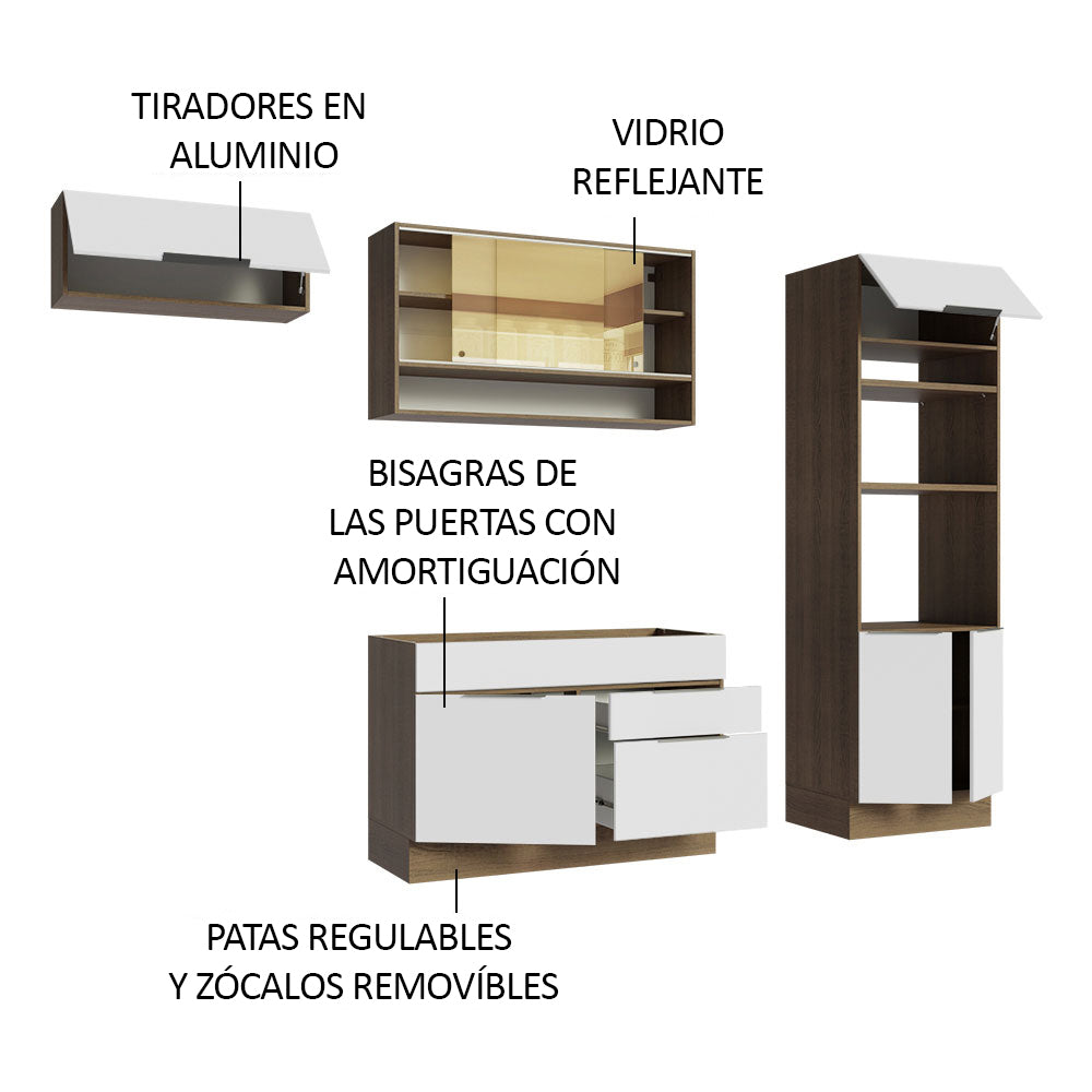 Combo Completo de Cocina 270 cm Marrón/Blanco Stella Madesa 09