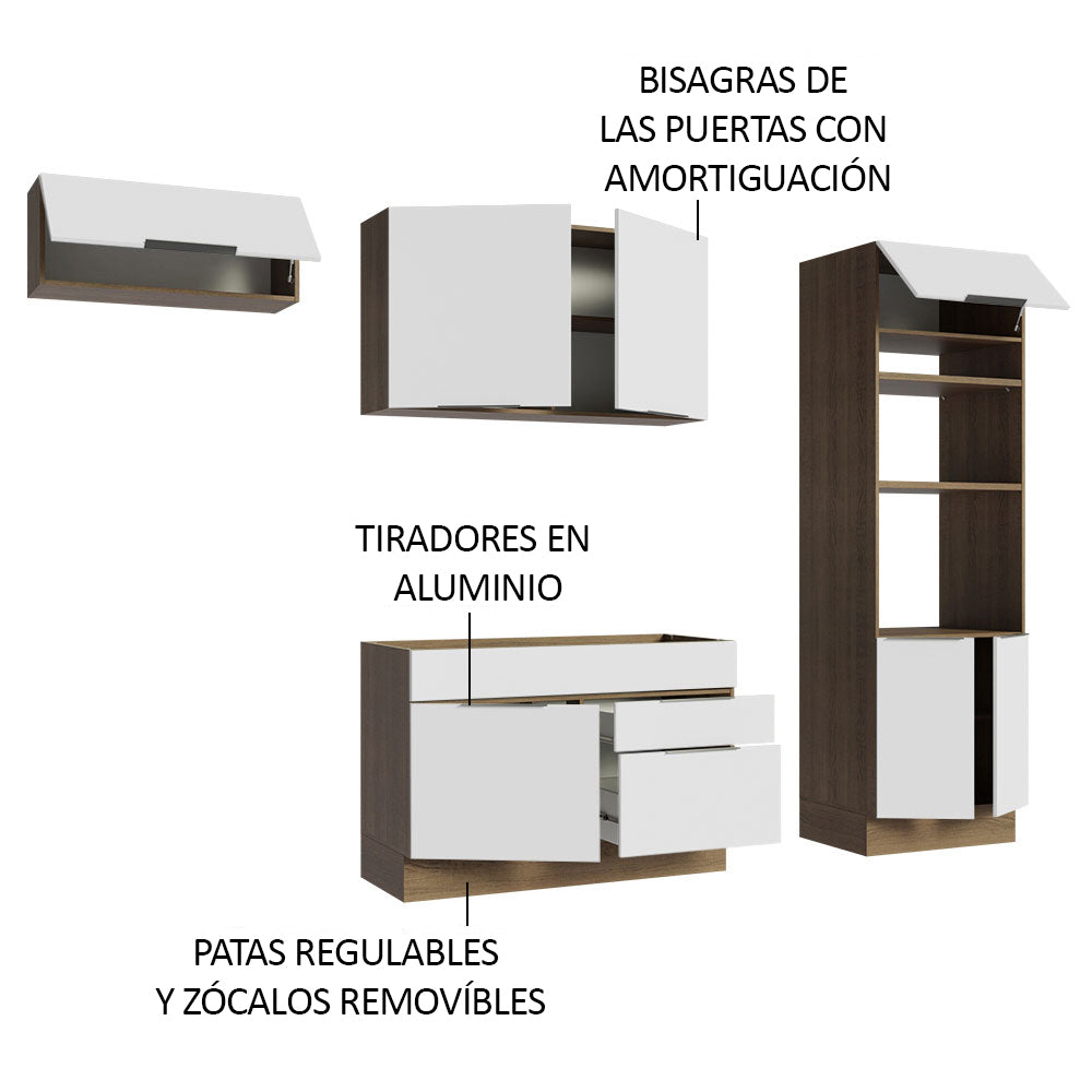 Combo Completo de Cocina 270 cm Marrón/Blanco Stella Madesa 10
