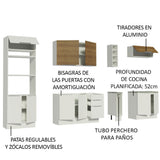 Combo Completo de Cocina 290cm Blanco/Blanco/Marrón Stella Madesa 01