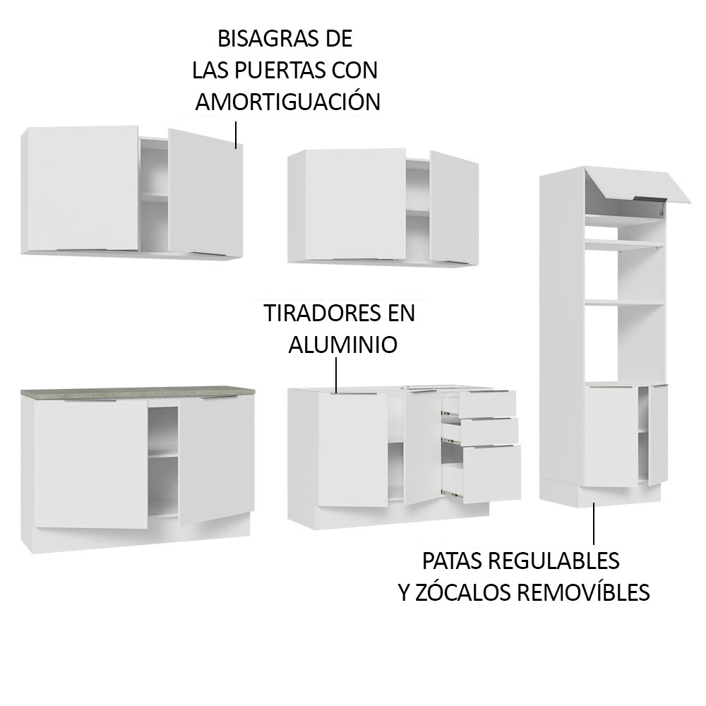 Combo Completo de Cocina 310 cm Blanco Stella Madesa 01