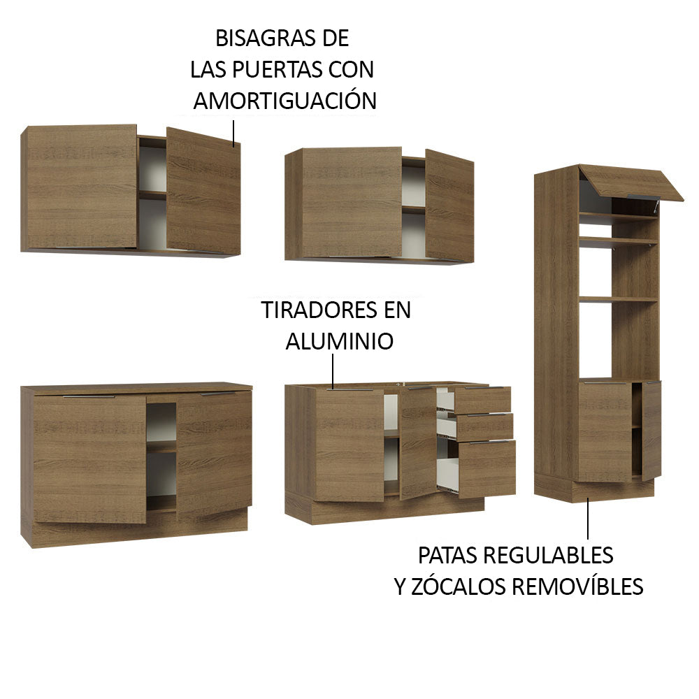 Combo Completo de Cocina 310 cm Marrón Stella Madesa 01