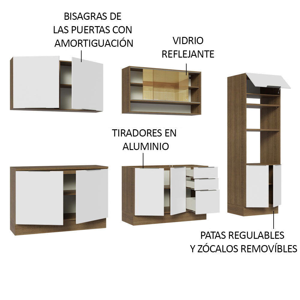 Combo Completo de Cocina 310 cm Marrón/Blanco Stella Madesa 02