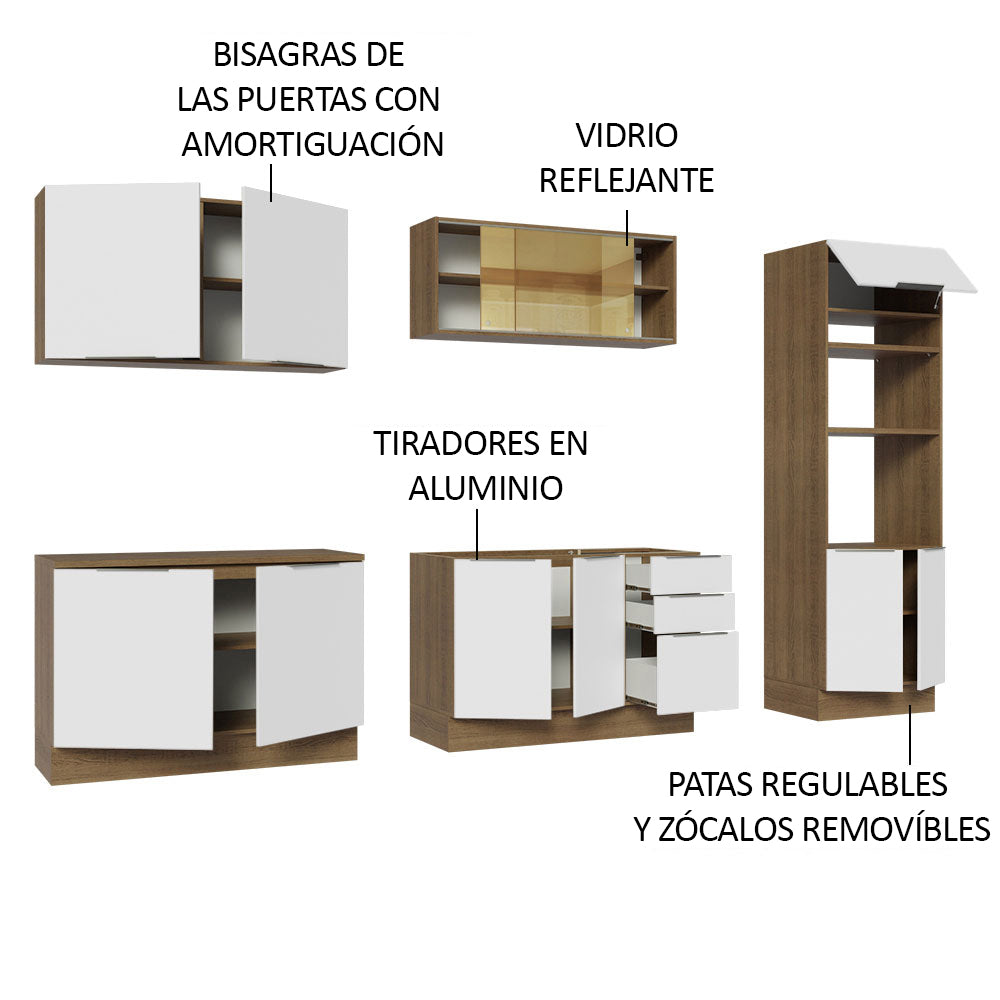 Combo Completo de Cocina 310 cm Marrón/Blanco Stella Madesa 03