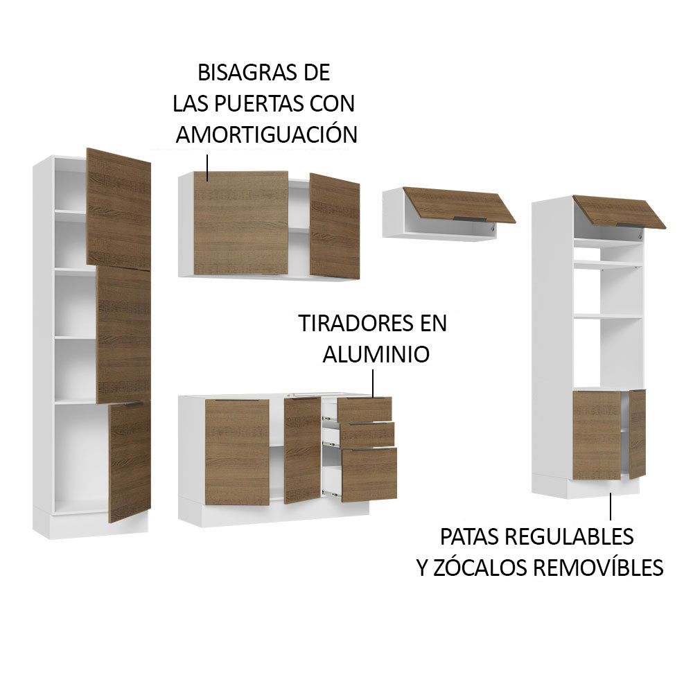 Combo Completo de Cocina 330 cm Blanco/Marrón Stella Madesa 02