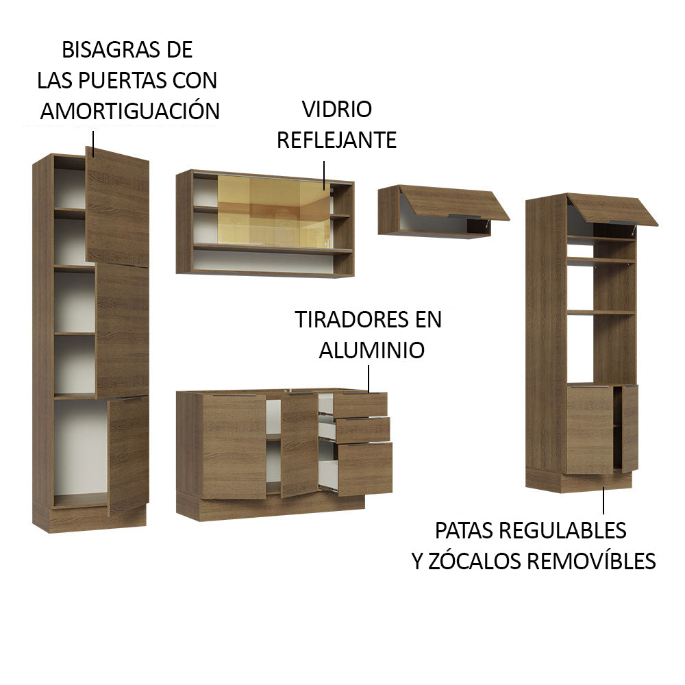 Combo Completo de Cocina 330 cm Marrón Stella Madesa 03