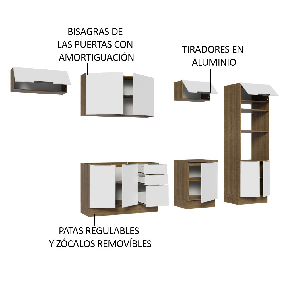 Combo Completo de Cocina 330 cm Marrón/Blanco Stella Madesa 05