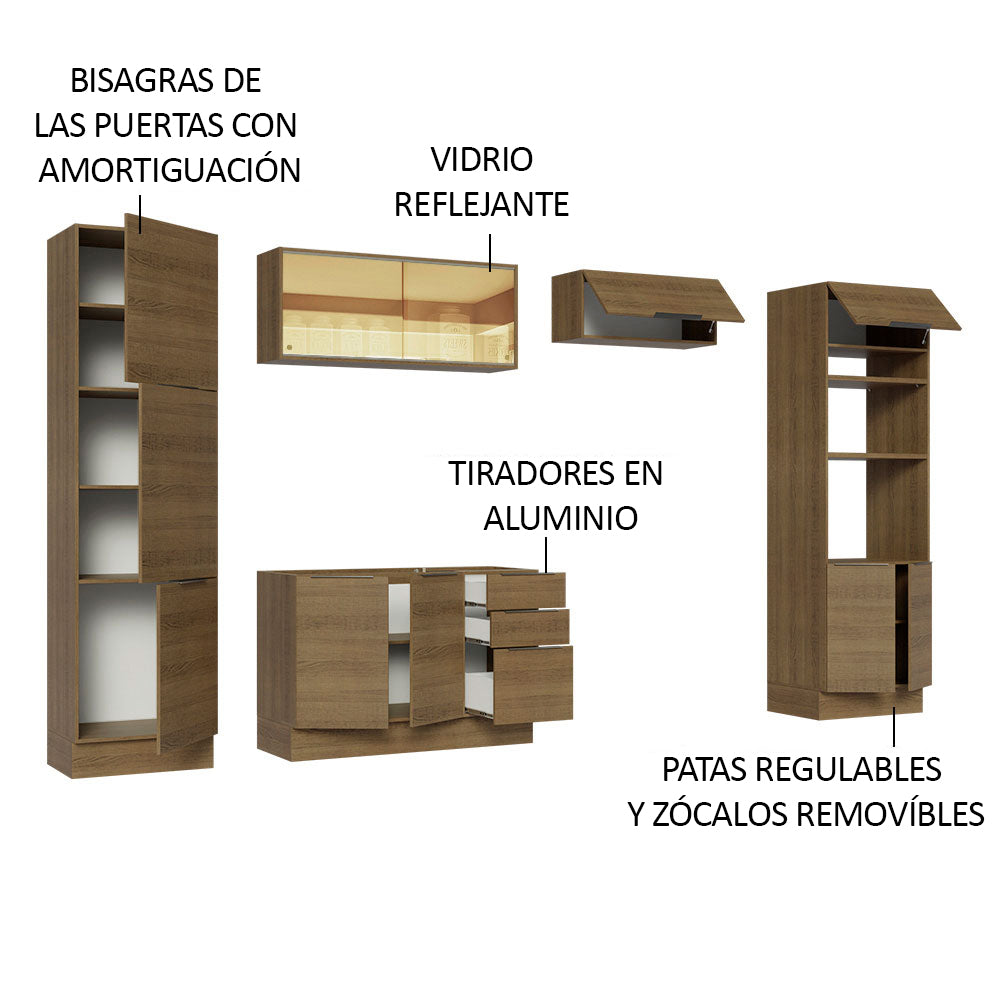 Combo Completo de Cocina 330 cm Marrón Stella Madesa 07