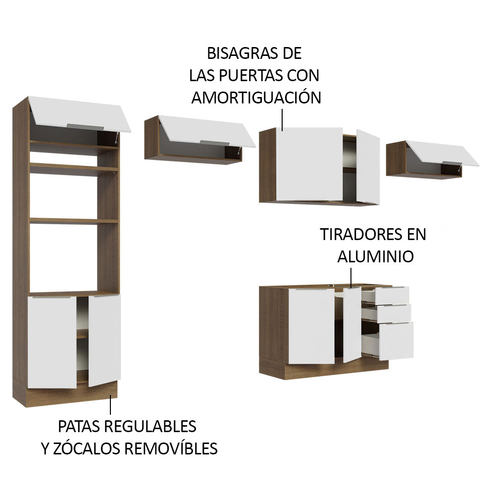 Combo Completo de Cocina 350 cm Marrón/Blanco Stella Madesa 01