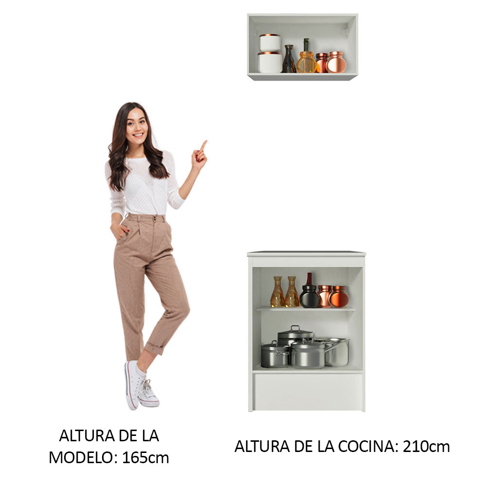 Kit Topazio 60 cm con alacena y bajo mesada, Blanco