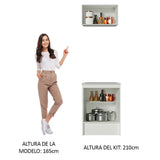 Kit Cocina 60 cm 2 Puertas con Alacena y Bajo Mesada Blanco/Negro Topazio Madesa