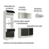 Combo Completo de Cocina 240 cm Blanco/Negro/Blanco Topazio Madesa 01