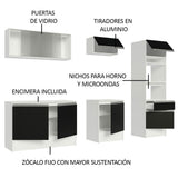 Combo Completo de Cocina 240 cm Blanco/Negro Topazio Madesa 05