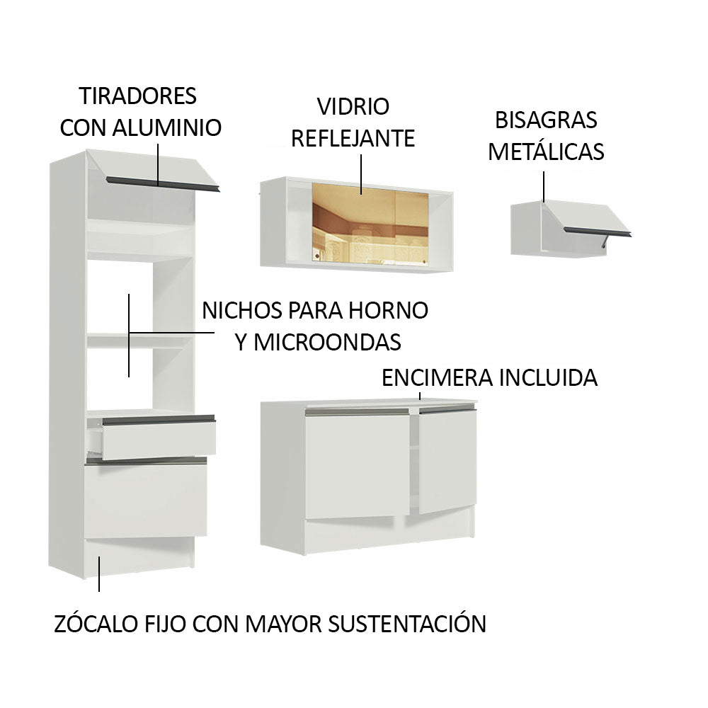 Combo completo de Cocina 240cm Blanco Diamante Madesa 02