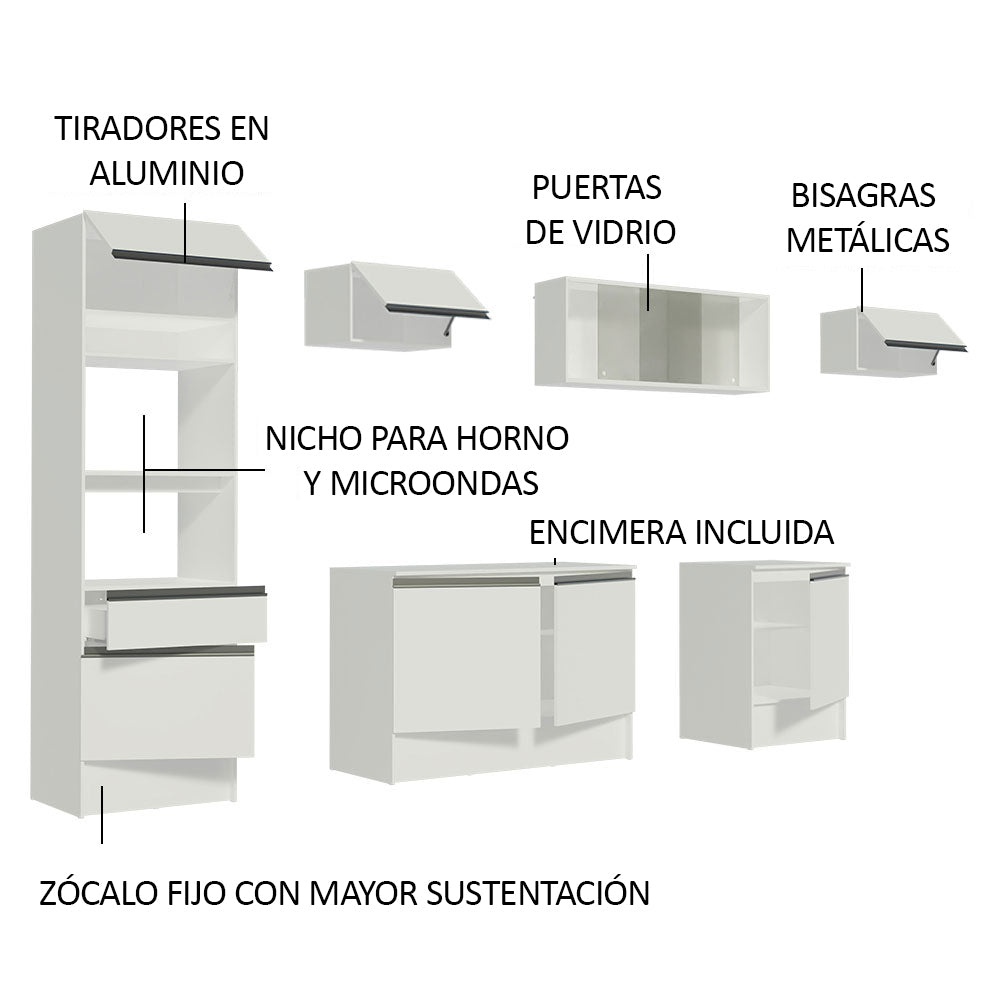 Combo completo de Cocina 300cm Blanco Topazio Madesa 01