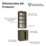 Kit Bajo Mesada + Cristalero 70 cm Vik Marrón/Verde 01