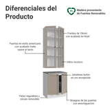 Combo Bajo Mesada + Cristalero 70 cm Blanco/Crema Vik Madesa 02