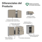 Cocina Compacta 180 cm 6 Puertas 3 Cajones Sin Mesada Blanco/Crema Vik Madesa 01
