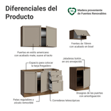 Combo de Cocina Compacta 180 cm Marrón/Crema Vik Madesa 01