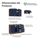 Cocina Compacta 180 cm Vik Marrón/Azul 02