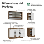 Cocina Compacta 180 cm 6 Puertas 3 Cajones Sin Mesada Marrón/Blanco Vik Madesa 03