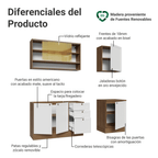 Cocina Compacta 180 cm 6 Puertas 3 Cajones Sin Mesada Marrón/Blanco Vik Madesa 04