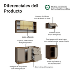 Cocina Compacta 180 cm 6 Puertas 3 Cajones Sin Mesada Marrón/Crema Vik Madesa 05