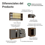 Cocina Compacta 180 cm 6 Puertas 3 Cajones Sin Mesada Marrón/Gris Vik Madesa 05