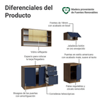 Cocina Compacta 180 cm 6 Puertas 3 Cajones Sin Mesada Marrón/Azul Vik Madesa 05