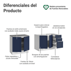 Cocina Compacta 200 cm 4 Puertas 3 Cajones Sin Mesada Blanco/Azul Vik Madesa