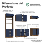 Combo completo de Cocina 270 cm 10 Puertas 3 Cajones Sin Mesada Marrón/Azul Vik Madesa 01
