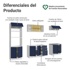 Combo completo de Cocina 270 cm 10 Puertas 3 Cajones Sin Mesada Blanco/Azul Vik Madesa 02