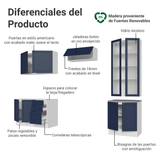 Combo completo de Cocina 270 cm Blanco/Azul Vik Madesa 06