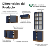 Combo completo de Cocina 270 cm Marrón/Azul Vik Madesa 06